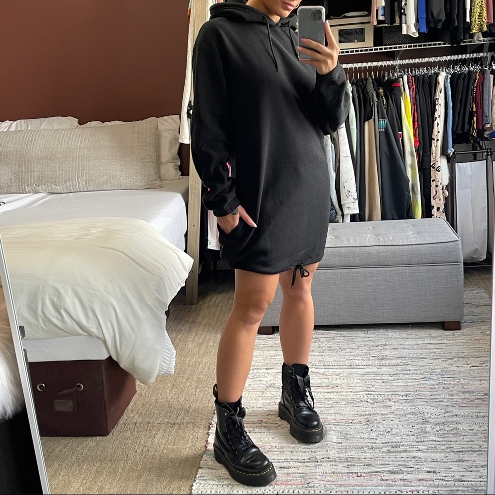 Black Oversized Hoodie Dress